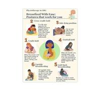 KCDFDVJFBM Nursing Positions Poster Helpful Breastfeeding Guide with Latch Techniques Canvas Wall-Art for Nursery or Clinic Decor Mom Gift(Framed,16x24inch(40x60cm))