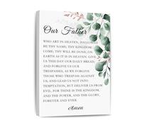 KCDFDVJFBM Our Father Prayer Wall-Art - The Lord's Prayer in Rustic Farmhouse Style, Christian Canvas Print for Home, Inspirational Religious Dining Room Decor (Framed,08x12inch(20x30cm))