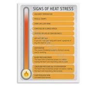 KCDFDVJFBM Outdoor Guide Poster Signs of Heat Stress and Heat Exhaustion Stroke Symptoms Canvas for Work and Training(Framed,08x12inch(20x30cm))