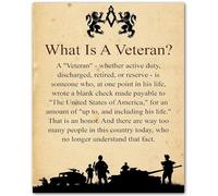 KCDFDVJFBM Patriotic Soldier Silhouette Wall Art - What is a Veteran Quote Print, Military Tribute Poster for Veterans Day, Memorial Day Gift for Home & Office (Framed,12x18inch(30x45cm))