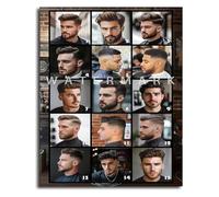KCDFDVJFBM Personalized Men's Hairstyle Chart Sustainable Barber Decor Canvas Wall-Art for Eco Conscious Salon(Framed,08x12inch(20x30cm))