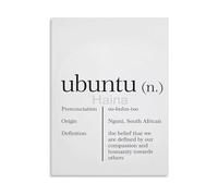 KCDFDVJFBM Philosophical Wall-Art Ubuntu Definition Quote Inspirational Canvas Poster for Living Room Bedroom Home Decor(Framed,08x12inch(20x30cm))