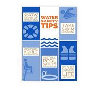KCDFDVJFBM Pool Rules Educational Wall-Art for Cabana or Beach House Vacation Home Decor(Unframed,16x24inch(40x60cm))