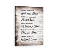 KCDFDVJFBM Praise God Christian Wall-Art Framed Canvas, Happy Moments Bible Verse Print for Inspirational Home Living Room Office Church Decor(Framed,12x18inch(30x45cm))