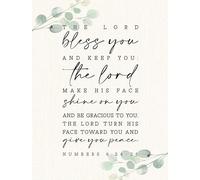 KCDFDVJFBM Priestly Blessing Wall-Art - The Lord Bless You Bible Verse Poster - Meaningful Christian Gift for Ordination, Wedding, Housewarming, Prayer Room(Framed,08x12inch(20x30cm))