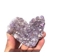 KCDFDVJFBM Rainbow Electroplating Titanium Angel Aura Quartz Crystal Heart 1pc (5cm-6cm 1pc)