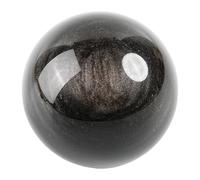 KCDFDVJFBM Rare Silver Eye Obsidian Ball for Fengshui,Flashy Round Stone Sphere with Stand for,Divination,Home Decoration,10cm/3.9in