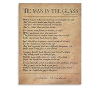 KCDFDVJFBM Retro Office Decor Vintage Canvas Wall-Art with The Man in the Glass Poem Inspirational Poetry by Dale Wimbrow(Framed,16x24inch(40x60cm))