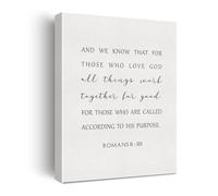 KCDFDVJFBM Romans 8:28 Canvas Wall-Art: We Know That in All Things Bible Verse Poster, Inspirational Christian Decor for Modern Home & Office Decoration(Framed,08x12inch(20x30cm))