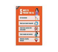 KCDFDVJFBM Seasonal Flu Cold Health Poster Stay Home When Sick Hygiene Reminder Sign for Workplace Office Break Room and School Clinic(Framed,08x12inch(20x30cm))