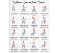KCDFDVJFBM Seated Chair Exercise Poster Elderly Resistance Band Workout Routine Low Impact Fitness Chart for Home Senior Activity Decor(Framed,16x24inch(40x60cm))