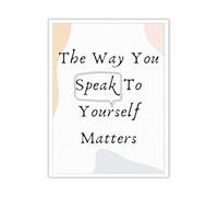 KCDFDVJFBM Self Talk Matters Wall-Art Mental Health Motivational Poster Affirmation Canvas Print For Bedroom Dorm Office Home(Framed,12x18inch(30x45cm))