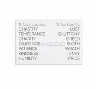 KCDFDVJFBM Seven Deadly Sins and Virtues Art Print, Medieval Christian Symbolism, Vintage Style Home Library Decor(Unframed,12x18inch(30x45cm))