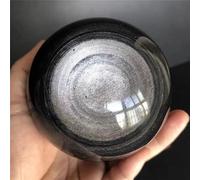 KCDFDVJFBM Silver Obsidian Ball Quartz Crystal Home Office Degaussing Decorative Gem Ornaments (Size : 800-900g)