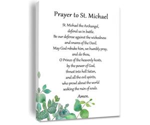 KCDFDVJFBM Spiritual Warfare Prayer Canvas: St Michael the Archangel Print for Home Defense, Large Christian Wall-Art for Living Room Decor(Unframed,16x24inch(40x60cm))