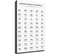 KCDFDVJFBM State Codes Chart - Two-Letter Abbreviations Poster for Classroom Wall-Art & Study(Framed,16x24inch(40x60cm))