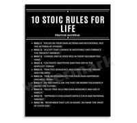 KCDFDVJFBM Stoic Philosophy Poster Marcus Aurelius Wisdom Rules for Life Inspirational Wall-Art Office Living Room Decor(Framed,12x18inch(30x45cm))