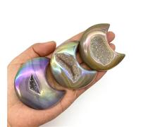 KCDFDVJFBM Stone 1pc Naural Agate Moon Carved Crystal Geode Quartz Figurine Crystals Decor Gift