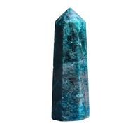 KCDFDVJFBM Stone Crystal Blue Apatite Single Point Wand Polished Gemstone Aura Hexagonal Obelisk Column Home Desk Decoration(150-200g)