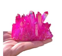 KCDFDVJFBM Stone Red Flame Halo Quartz Crystal Cluster Ornament