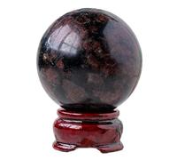 KCDFDVJFBM Stone Sphere Red Garnet Crystal Ball with Stand Gemstone Decorative for Home Decor Collectible,Scrying, Gifts,Feng Shui,60~65mm