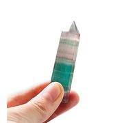 KCDFDVJFBM Striped Crystal Colorful Fluorite Hand Made Hexagonal Point Column Green Raw Magic Wand Home Desktop Decoration Ornaments (Size : 5-6cm)