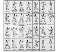 KCDFDVJFBM Tai Chi 24 Forms Chart - Detailed Step for Practice, Chinese Cultural Wall-Art Decor(Unframed,16x24inch(40x60cm))