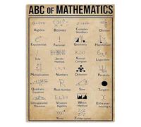 KCDFDVJFBM Teacher Gift - The ABCs of Mathematics Tin Sign | Educational Art Print Featuring Essential Math Terms for Home, School or Office(Unframed,12x18inch(30x45cm))