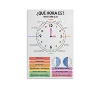 KCDFDVJFBM TELLING TIME SPANISH POSTER What Time Is It Educational Clock Chart Teaching Tool for Classroom Homeschool Decor Language Learning(Unframed,08x12inch(20x30cm))