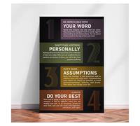 KCDFDVJFBM The Four Agreements Poster Motivational Print Four Ways to Change Your Life Inspirational Quote Wall-Art Home Office(Framed,08x12inch(20x30cm))