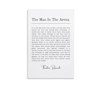 KCDFDVJFBM The Man in the Arena Theodore Roosevelt Quote Poster - Motivational Leadership History Canvas Print for Office(Framed,16x24inch(40x60cm))