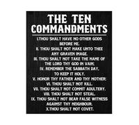 KCDFDVJFBM The Ten Commandments Wall-Art Rustic Style, Biblical Scripture Poster on Distressed Wood Look Canvas, Christian Gift for Home and Office Decor(Unframed,16x24inch(40x60cm))