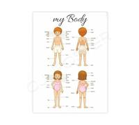 KCDFDVJFBM Toddler Learning Poster Montessori Human Body Chart Canvas Wall-Art for Room and Early Childhood Classroom(Framed,12x18inch(30x45cm))