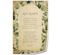 KCDFDVJFBM Traditional Ave Maria Poster - Hail Mary Prayer in Spanish for Classic Home Decor Canvas Print(Unframed,12x18inch(30x45cm))