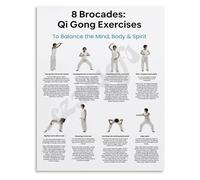 KCDFDVJFBM Traditional Chinese Medicine Qi Gong Poster Ba Duan Jin Exercises for Health Longevity Practice Wall-Art(Unframed,12x18inch(30x45cm))
