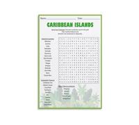 KCDFDVJFBM Tropical Islands Geography Word Search Poster Educational Map Activity Learning Game Classroom Homeschool Decor Canvas Wall-Art(Unframed,08x12inch(20x30cm))