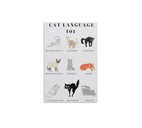 KCDFDVJFBM Understanding Your Cat Poster - Cute Illustrated Guide to Feline Communication, Wall Decor for Crazy Cat People, Animal Shelter, Unframed (Framed,16x24inch(40x60cm))