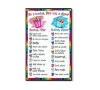 KCDFDVJFBM Vintage Bucket Filler Classroom Poster Be A Bucket Filler Not A Dipper Retro Wall-Art for Home School Counseling Office Learning Center(Framed,08x12inch(20x30cm))