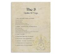KCDFDVJFBM Vintage Eight Limbs of Yoga Poster Philosophy and Guide Canvas Wall-Art for Yoga Studio or Peaceful Home(Framed,16x24inch(40x60cm))