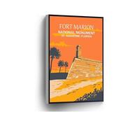 KCDFDVJFBM Vintage National Parks Art Fort Marion in St Augustine Florida 1930s 1940s Painting Canvas Print for Home Office School Decor(Unframed,08x12inch(20x30cm))