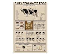 KCDFDVJFBM Vintage Ranch Infographics Poster | Antique-Style Dairy Cow Knowledge Plaque with Parts Labeled | Rustic Wall-Art for Farmhouse Kitchen or Agri-Tourism Cafe(Unframed,12x18inch(30x45cm))