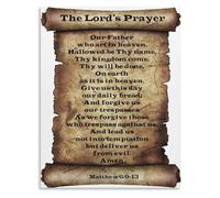 KCDFDVJFBM Vintage The Lords Prayer Canvas Art Matthew 69-13 Wall Decor for Office Study Room Print(Unframed,16x24inch(40x60cm))