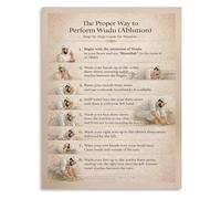 KCDFDVJFBM Visual Guide to Wudu Steps Islamic Ablution Chart Educational Canvas Poster Wall-Art for Muslims(Unframed,16x24inch(40x60cm))