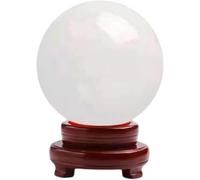 KCDFDVJFBM Yellow Crystal Ball White Ornaments Feng Shui Citrine Quartz with Wooden Stand for Divination Decoration,12cm/4.7in