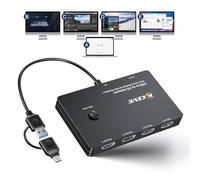 KCEVE Adaptador USB a 4 HDMI, Pantalla multimonitor, 5 Pantallas separadas, Compatible con Modo Espejo/extensión Compatible con Windows, M1/M2 Mac OS, con función de Pantalla Negra