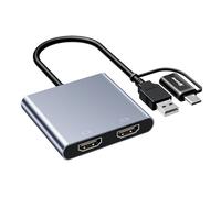 KCEVE Adaptador USB a HDMI dual, divisor multipuerto USB C a 2 HDMI, compatible con 1080p para Windows, M1/M2 Mac OS - Interfaz BIOS no compatible, solo compatible con procesador de 11ª generación o