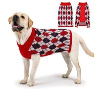 KCFESTIHUE Suéter de punto a cuadros para perros grandes, cuello alto, ropa de invierno para niños y niñas, elástico, Golden Retriever, Labrador, Bulldog, Pitbull, Doberman, Navidad, mascota, XL