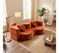 Kchsdool Sofá Cama Plegable, sofá de Suelo Convertible con Cojines, sillón Cama Lounge de Chenilla para Espacios pequeños, apartamento, Dormitorio o habitación de Invitados(Orange,150CM)