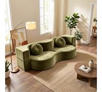 Kchsdool Sofá Cama Plegable, sofá de Suelo Convertible con Cojines, sillón Cama Lounge de Chenilla para Espacios pequeños, apartamento, Dormitorio o habitación de Invitados(Green,150CM)