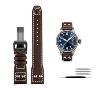 KCHSRKHXC 21mm 22mm Calfskin Leather Watchband Replacement for IWC Watch Pilot Portofino Mark18 Folding Buckle Strap Bracelets (Color : Brown Black, Size : 22mm)